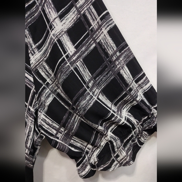 NWT Cocomo Woman Plaid Babydoll Blouse Womens 3X Black White Preppy Academia - Picture 3 of 8